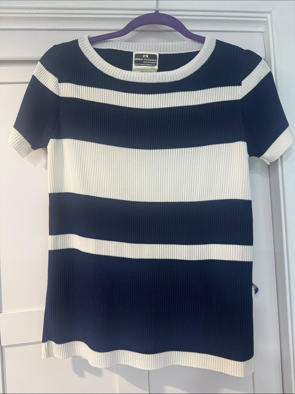 Vintage Navy and White Striped Ribbed Tee